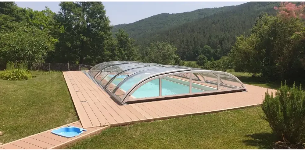 Pooltak NIVO KIT 960B 4×9 med klarglas och sidodörr för pooler